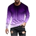 thumbnail image 2 of Muscularfit Long Sleeve T Shirts for Men Purple Crew Neck Gradient T Shirt Mens Tops Trendy, 2 of 5