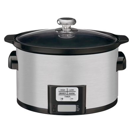 3.5qt Programmable Slow Cooker - Stainless Steel - PSC-350: 3.5 Quart Crock Pot, Removable Ceramic Pot, Dishwasher-Safe