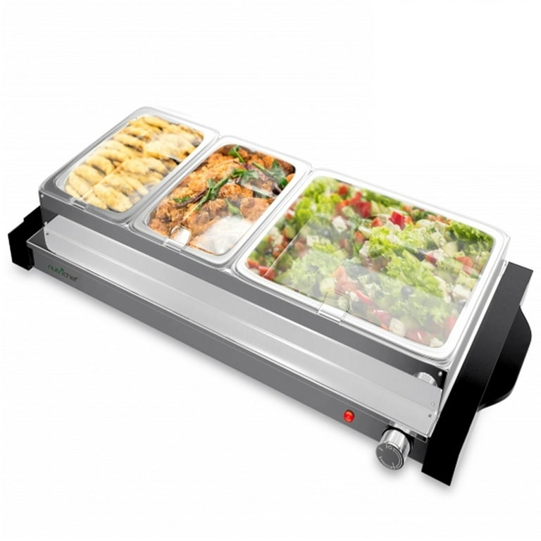 NutriChef 3 Pot Electric Hot Plate Buffet Warmer Chafing Serving