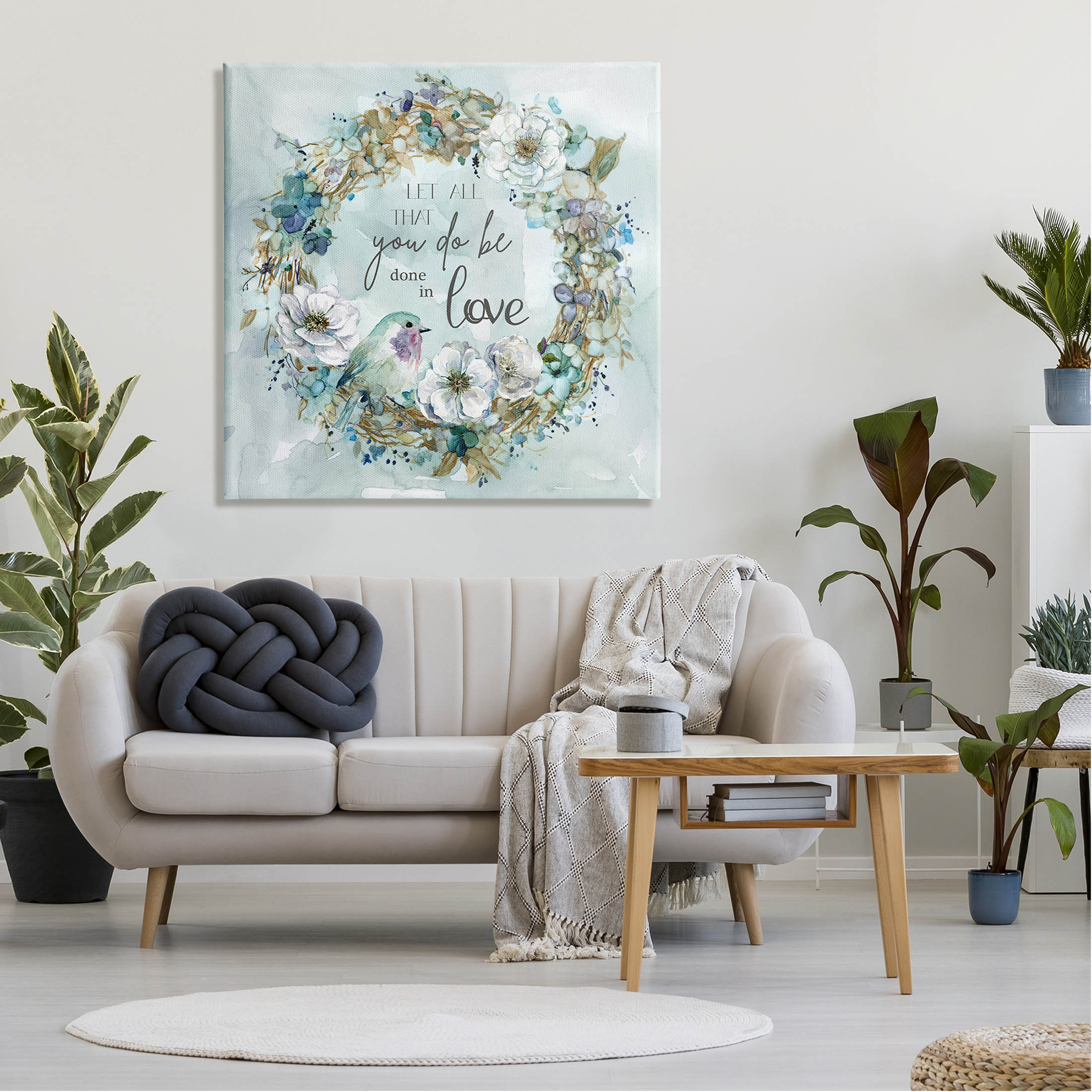 All You Do Done In Love Wreath Botanical & Floral Graphic Art Gallery Wrapped Canvas Print Wall Art