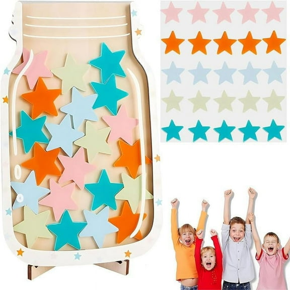 Reward Star Jars for Kids,Reward Chart for Kids Toddler Potty Training and Positive Behavior Reward Classroom Management Tools Jar for Kids Incentive Chart for Boys Girls (25 Stars)