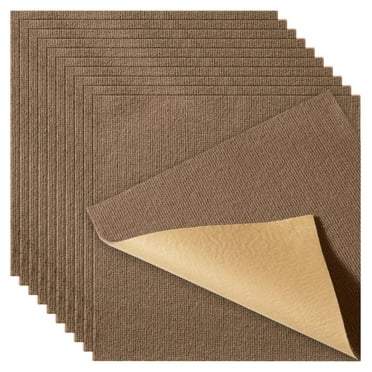 Carpet Tiles Peel and Stick, 18' x 18' Squares Self Adhesive Carpet Floor Tile, Soft Padded Carpet Tiles, Easy Install DIY for Bedroom Living Room Indoor Outdoor (10 Tiles, Dark Brown) 18" x 18"