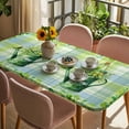 thumbnail image 3 of St. Patrick's Day Table Cloths for 3 Foot Rectangle Tables, Green Shamrock Watering Can Leaf Plaid Patio Waterproof Elastic Fitted Tablecloths, Washable Rectangular Table Cover for Camping, 3 of 8