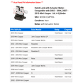 thumbnail image 2 of Hatch Lock with Actuator Motor - Compatible with 2002 - 2004, 2007 - 2015 Mini Cooper 1.6L 4-Cylinder 2003 2008 2009 2010 2011 2012 2013 2014, 2 of 2