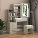 thumbnail image 2 of Tocador moderno y sencillo C918/C501, tocador para dormitorio, tablero de densidad, mesa de maquillaje con espejo, taburete con cerradura para cajón, 2 of 4