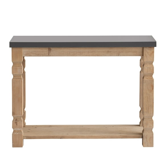 A&B Home Wood Console Table with 4 Turned Legs and Lower Tier Shelf - Natural, Gray Finish