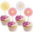 thumbnail image 1 of Ephlyn 24 adornos de papel con forma de margarita para cupcakes, 1 of 7