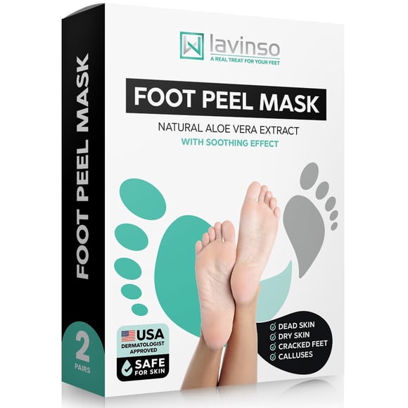 Mascarilla exfoliante para pies LV LAVINSO para pies secos y agrietados, paquete de 2