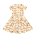 thumbnail image 4 of DORKASM Girls Easter Bunny & Checkered Print Short Sleeve Dress: Beige Casual Sundress with Pockets Ginger 110, 4 of 5