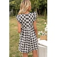 thumbnail image 2 of Women's Plaid Butterfly Sleeve Deep V Dress with Cap Sleeves and Flattering A line Hem 50% polyester 50% rayon, 2 of 8