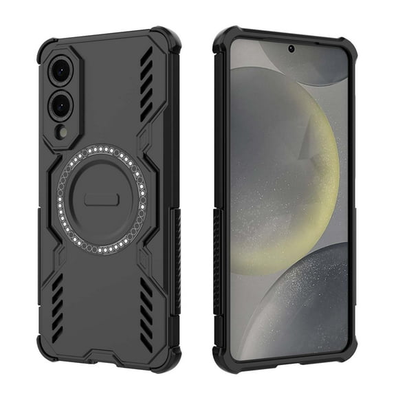 For Samsung Galaxy S25 Edge Magnetic Phone Case,Military-Grade Drop Protection,Compatible with Mag-Safe,Heavy Duty Tough Rugged Shockproof Dropproof Grip Armored Slim Phone Case Cover,Black