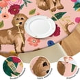 thumbnail image 4 of Dogs with Flowers Round Fitted Tablecloth with Elastic Edge,Dining Table Cover Waterproof,Outdoor Round Tablecloth for Camping,Dining,Indoor and Outdoor, 4 of 7