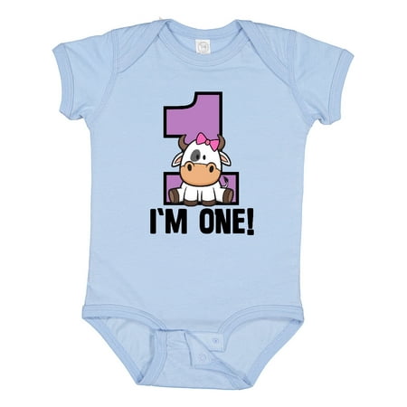 

Inktastic 1st Birthday Cow Farm Party Girls 1 Year Old Gift Baby Girl Bodysuit