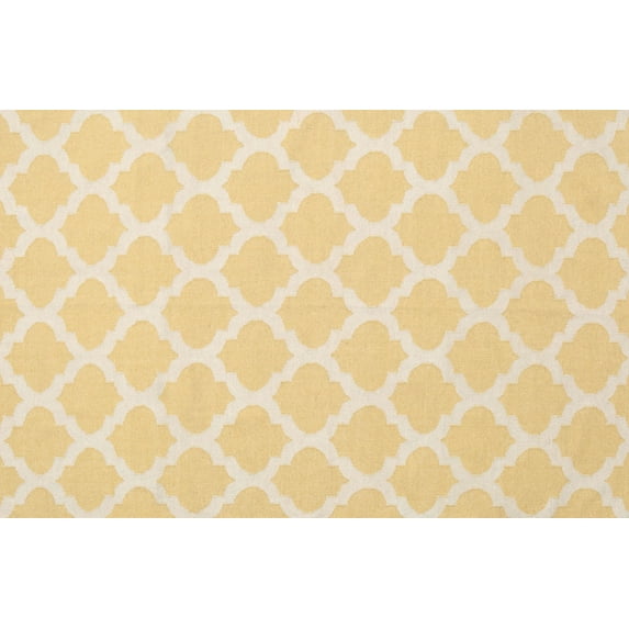 Ahgly Company Indoor Rectangle Contemporary Chrome Gold Yellow Trellis Area Rugs, 2' x 3'