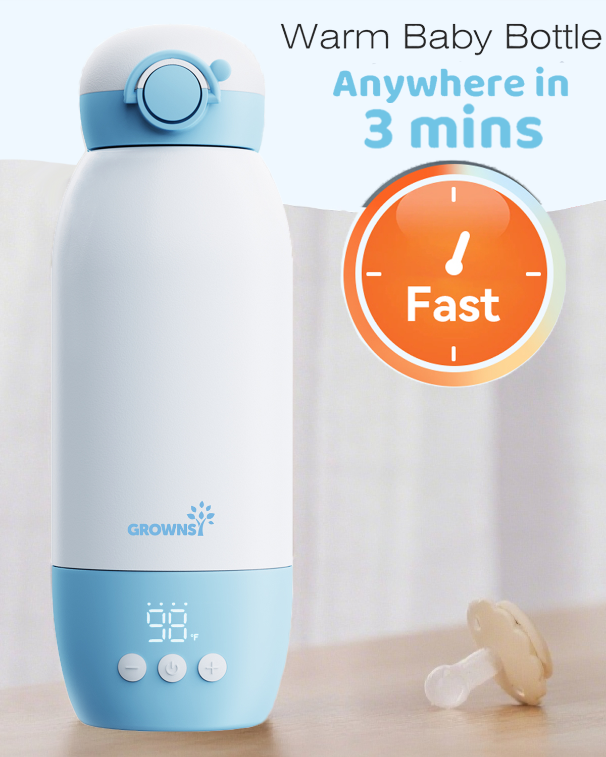 Grownsy Portable Bottle Warmer, USB Rechargeable, 20oz photo 2