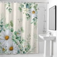 thumbnail image 2 of Daisy Eucalyptus Leaves Shower Curtain, Floral Spring Linen Countryside Waterproof Shower Curtain Set with 12 Hooks Lightweight Bath Curtains Fabric Bathroom Decor 72x72 Inches, 2 of 9