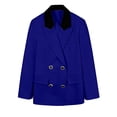 thumbnail image 2 of Xdegoge Womens Double Breasted Blazer Jacket Contrast Lapel Collar Long Sleeve Suit Coat with Buttons Office Business Casual Workwear Professional Outerwear, 2 of 7