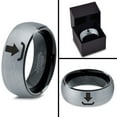 thumbnail image 4 of Tungsten Internet Download Symbol Icon Band Ring 8mm Men Women Comfort Fit Black Dome Brushed Gray Polished, 4 of 4