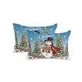 thumbnail image 2 of Christmas Decorative Throw Pillow Covers 12x20 Inch Set of 2 Snowman Pillow Cases for Couch, Merry Christmas Tree Snowflake Blue Cushion Case for Living Room Bedroom Bed Car Chair, 2 of 8