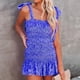thumbnail image 1 of Vestido Suspendido Vestido de tirantes para mujer Vestido de verano con volantes Vestido bohemio (Azul M) Cgtredaw Para estrenar, 1 of 1