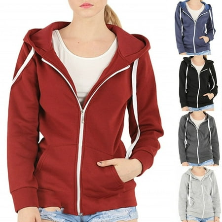 Women's Casual Style Hooded Zipper Sweatershirts Autumn Winter Plus Size Jacket Cardigans Coat