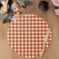 thumbnail image 3 of Caramel Plaid Round 13 Inch Placemats Set of 4, Farmhouse Country Orange Buffalo Checkered HeatResistant Non Slip Place Mats for Dining Table, Wipeable Braided Kitchen Table Mats for Housewarming, 3 of 9