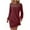 Wine, variant on Gfyviroh Womens Long Sleeve Dress Soft Crew Neck Knit Sweater Dresses Trendy Lace Splicing Casual Dress