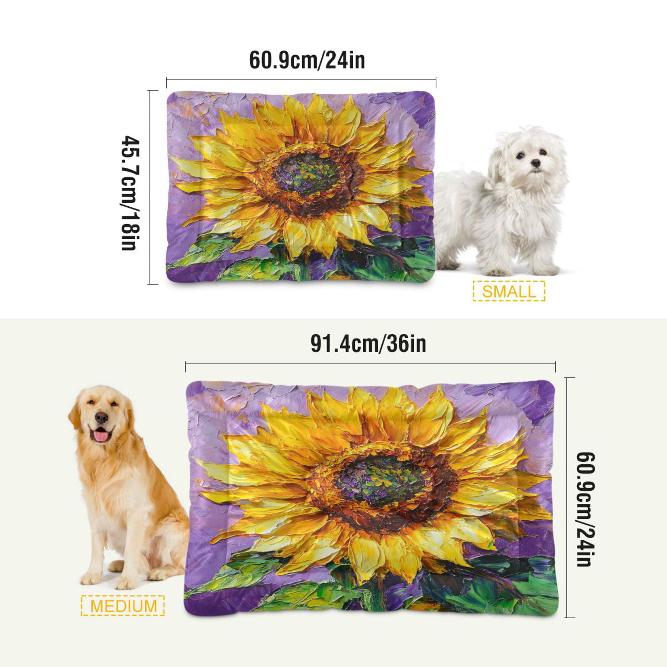 Qxltty Bright Yellow Sunflower Ped Pad Wear-resistant and Hard to Bite Through Sleeping Pad for Small Medium Large Dogs Winter Pet Bed 36×24in