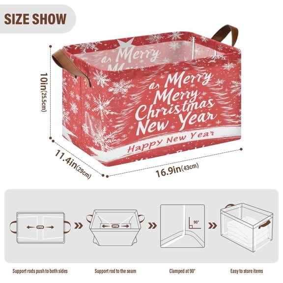 BZSMCE Collapsible Fabric Cube Storage Bins Design Merrh Christmas Pattern Design Pattern Storage Box