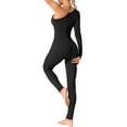 thumbnail image 3 of INSPIRE CHIC Women's Off-Shoulder Bodysuit Shapewear Slim Fit Soft Breathable Long-Sleeved Full Length Jumpsuit, 3 of 6