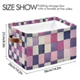 thumbnail image 4 of Yayeee 2 Pack Canvas Storage Basket with Handles for Shelves Fabric Bins Closet Organizer, Pink and Purple Plaid Pattern, 4 of 8