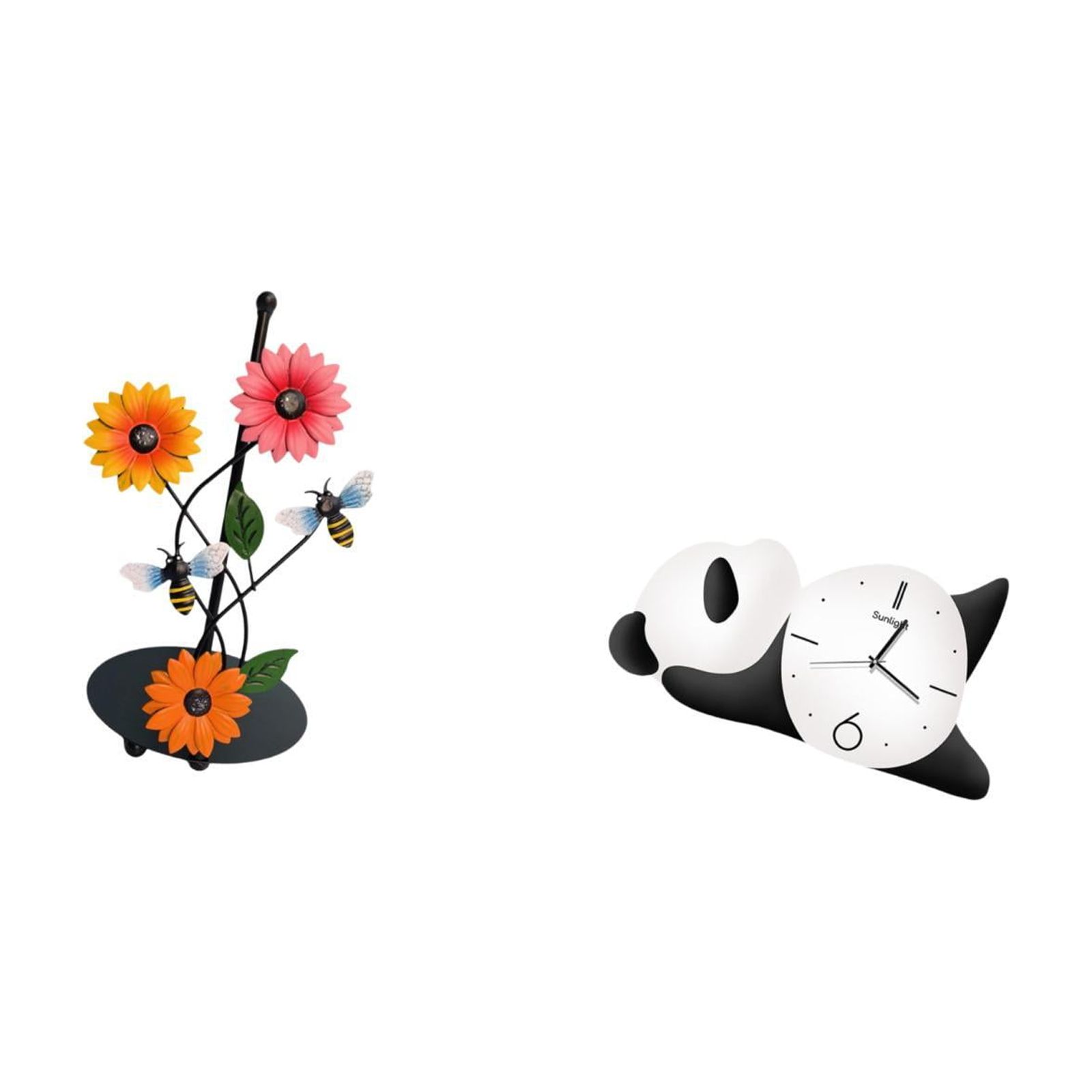 Fiocias Toilet Paper Holder Iron Weighted Base Paper Towel Holder Countertop Kitchen Roll Holder Standing Panda Wall Clock Glass Hanging Hole Suitable for Kit