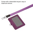 thumbnail image 4 of Uxcell 10.4cm Horizontal Badge Holder PU Leather ID Holder Detachable with 2 Slots and Neck Lanyard Purple, 4 of 6