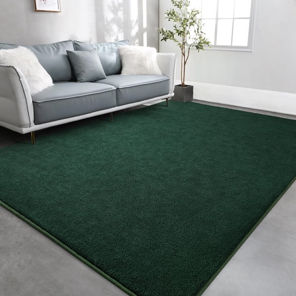 Alfombra TWINNIS, 213 x 305 cm, espuma viscoelástica suave y gruesa, color verde oscuro