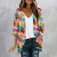 thumbnail image 2 of yoeyez Women Kimono Cardigans,Women's Floral Printed Puff Sleeve Tops Cover Up Summer Casual Loose Fit Blouses Loose Fit Multicolor,L, 2 of 5