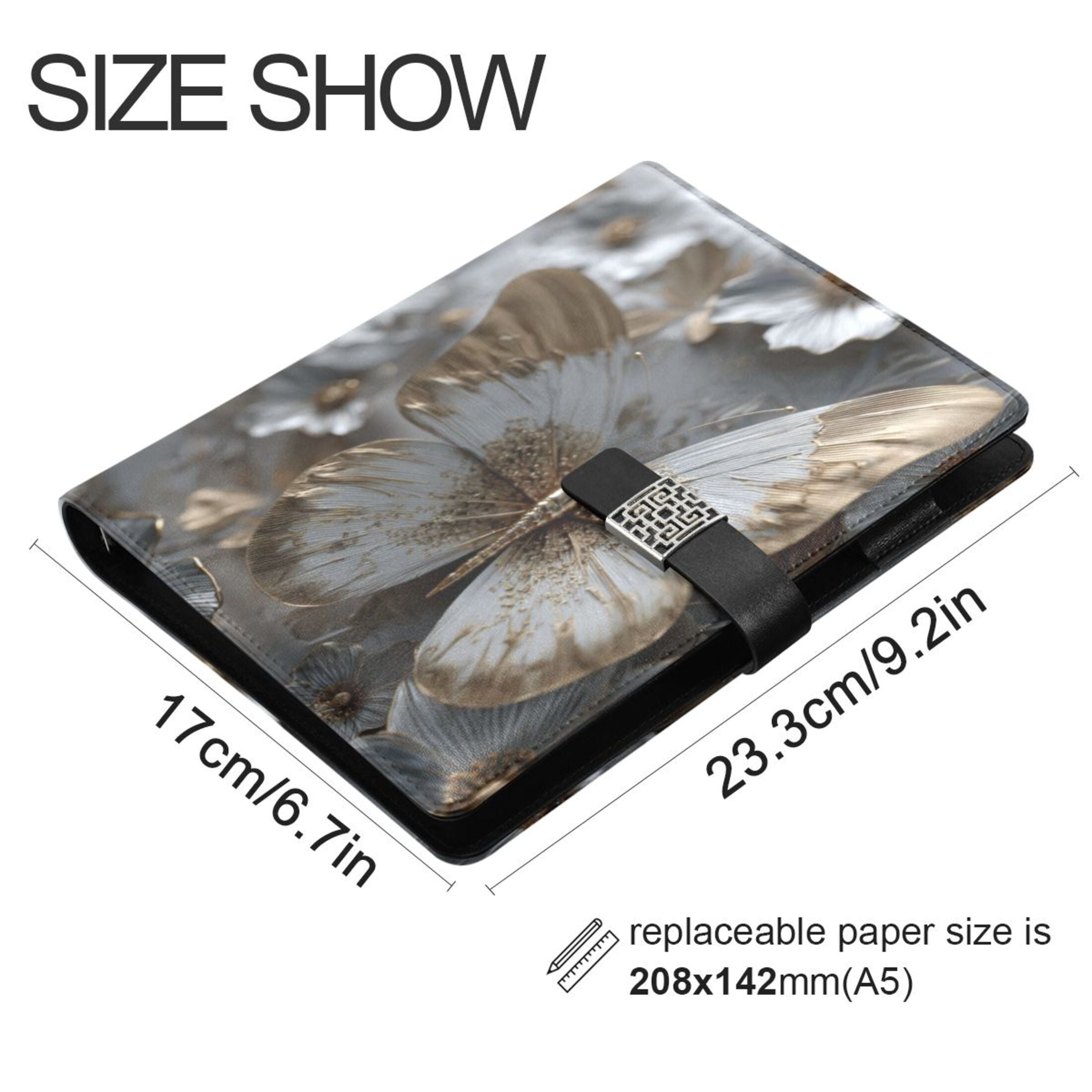 Leather Planner Leather Notebook Notebook Journal Binder Design Pen Pocket Design Convenient for Storage 3d Butterflies