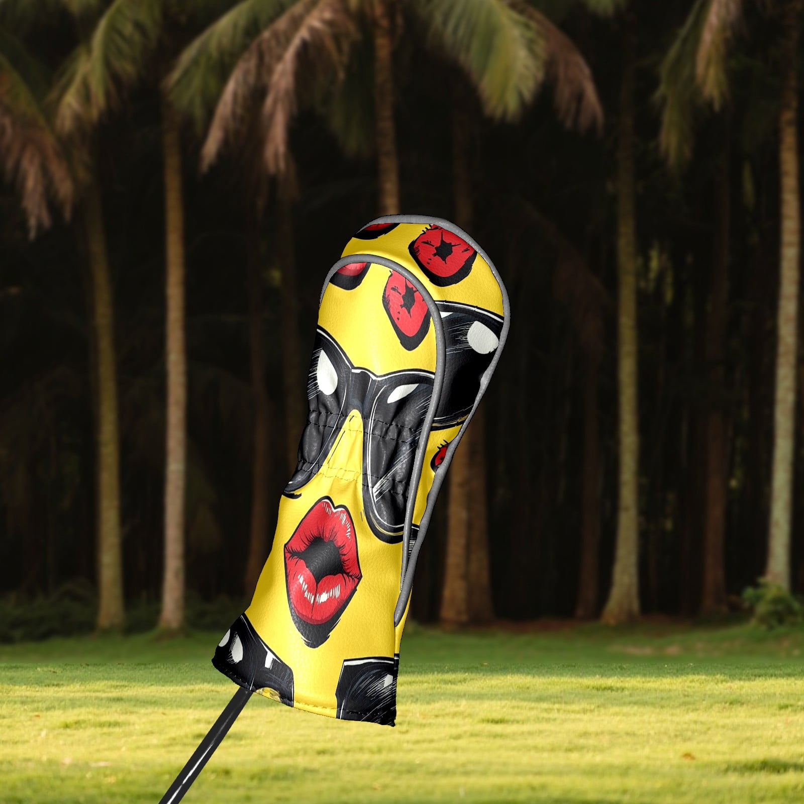 Golf Club Covers PU Leather Waterproof Head Covers for Fairway Woods Hybrids Funny Patterns