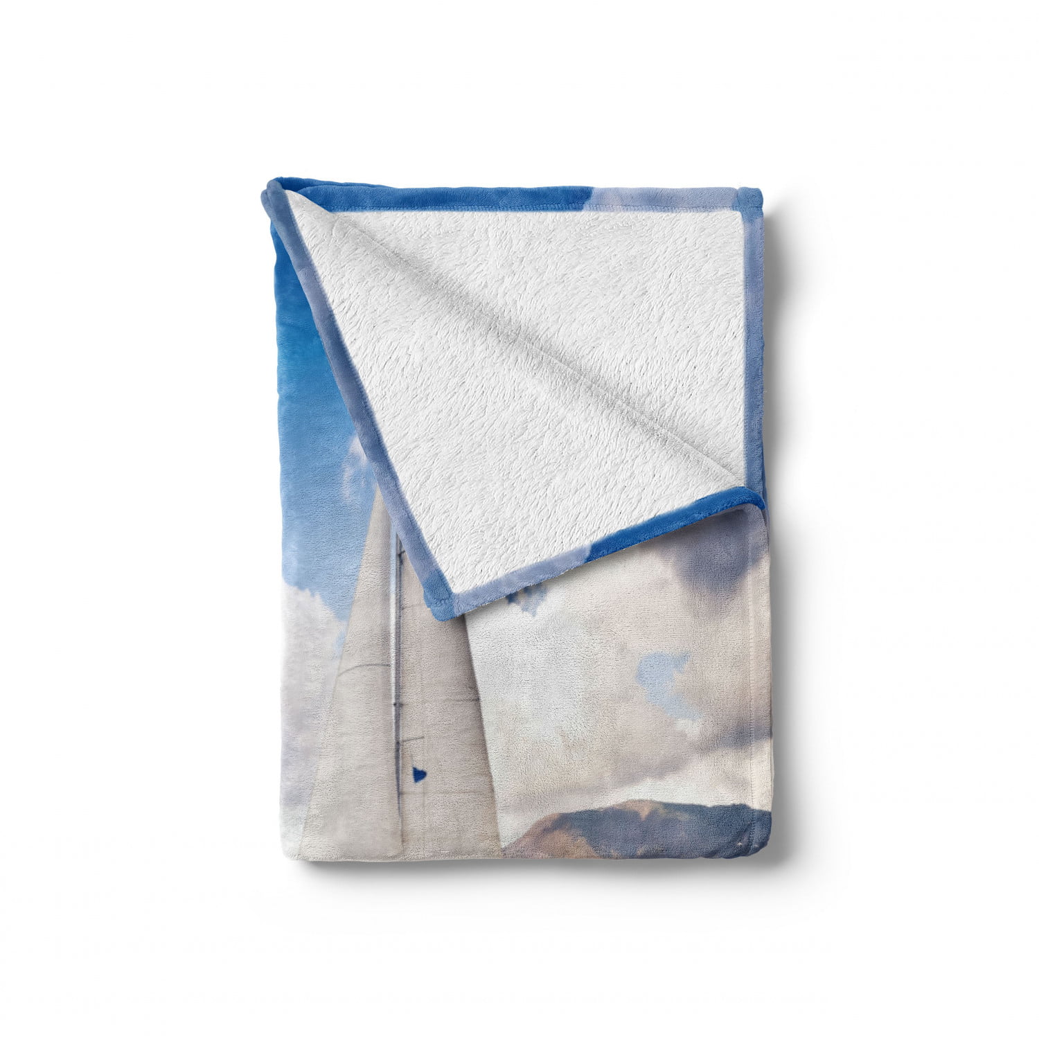 60 x 80 Ambesonne Nautical Soft Flannel Fleece Throw Blanket Blue and White Sailing Boat and Sails on Sea Waves Cloudy Sky Adventure Photo Print Cozy Plush for Indoor and Outdoor Use