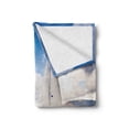thumbnail image 2 of Nautical Soft Flannel Fleece Throw Blanket, Sailing Boat and Sails on Sea Waves Cloudy Sky Adventure Photo Print, Cozy Plush for Indoor and Outdoor Use, 50" x 60", Blue and White, by Ambesonne, 2 of 6