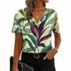 thumbnail image 1 of Xuyuer Womens Short Sleeve Shirts Business Casual Collared V Neck Tops Printed Fashionable Pile Collar Breathable Summer Short Sleeved Casual T-shirt Top, 1 of 6