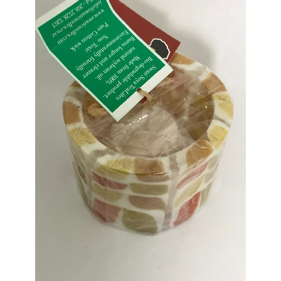 Swazi Candles, Tea Light Candle - Orange Yellow Leaf Design, including soya tea light