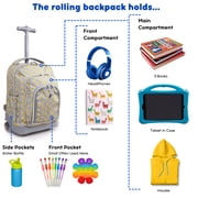 J World Girls Lollipop 16 Kids Rolling Backpack with Insulated Lunch Bag for School and Travel, Candy Buttons