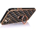 thumbnail image 2 of Compatible with iPhone 13 Pro Max Case with Ring Holder, Luxury Gold Plating Glitter 3D Geometric Bling Diamond Girly Case with Lens Protector Slim Sleek TPU Kickstand Cute Case for Women Girls, 2 of 13