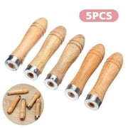Sufanic 5Pcs Wooden File Handle Replacement Strong Metal Collar for File Craft Tool 3.6inch