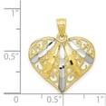 thumbnail image 3 of FB Jewels 10K Yellow Gold & Rhodium Diamond-Cut Filigree Heart Pendant, 3 of 3