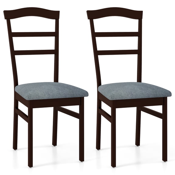 Giantex 2-Piece Wooden Dining Chair Set, Linen Fabric Upholstered Armless Kitchen Chairs, Accent Chairs