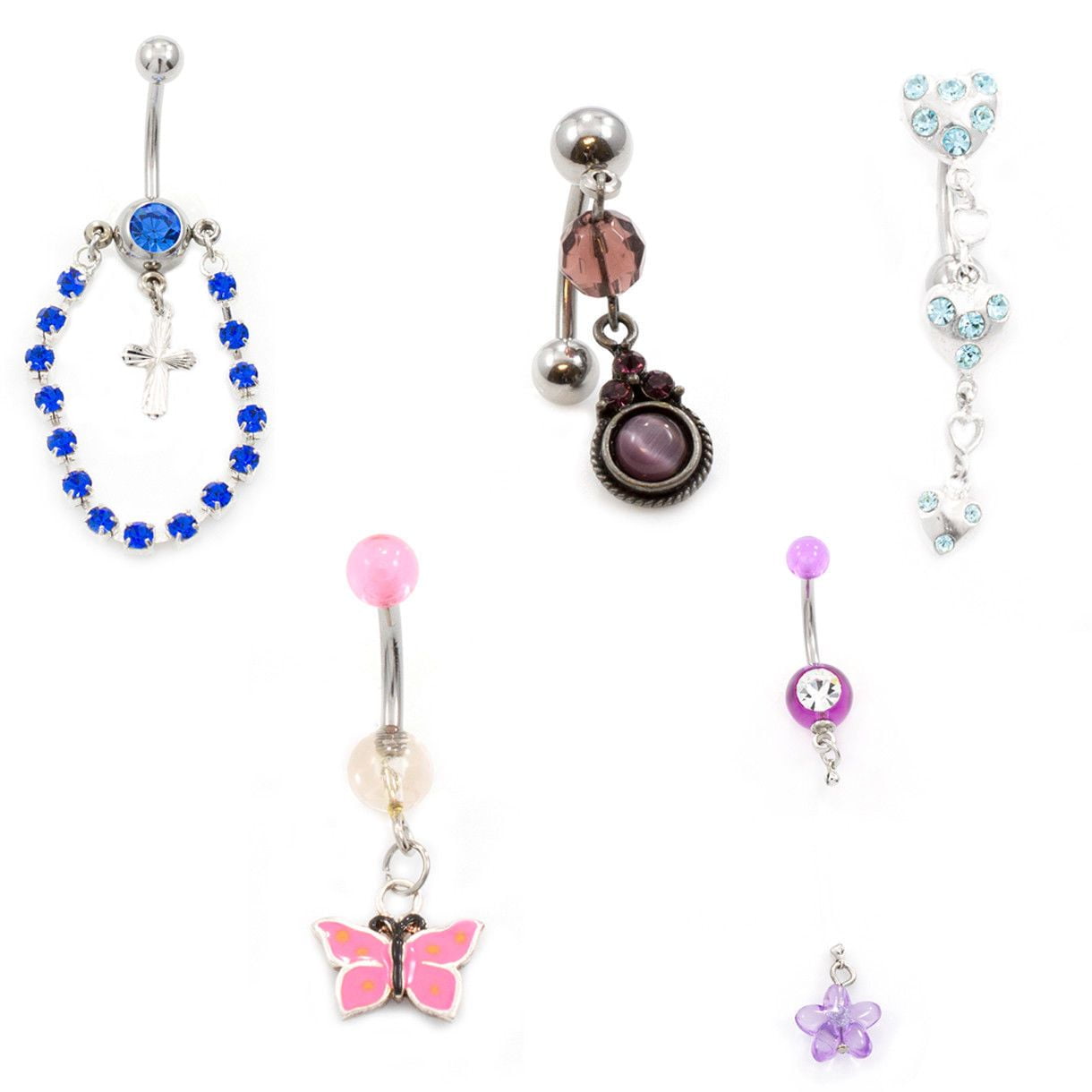 Belly Button Ring 14g Summer Collection Navel Rings 10 Pack