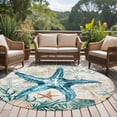 thumbnail image 4 of Teal Coastal Starfish Round Area Rug 7 FT,Non Slip Living Room Area Carpet,Vintage Summer Beach Nautical Coral Washable Soft Circular Rug Floor Carpet for Bedside Office Play Room Classroom, 4 of 9