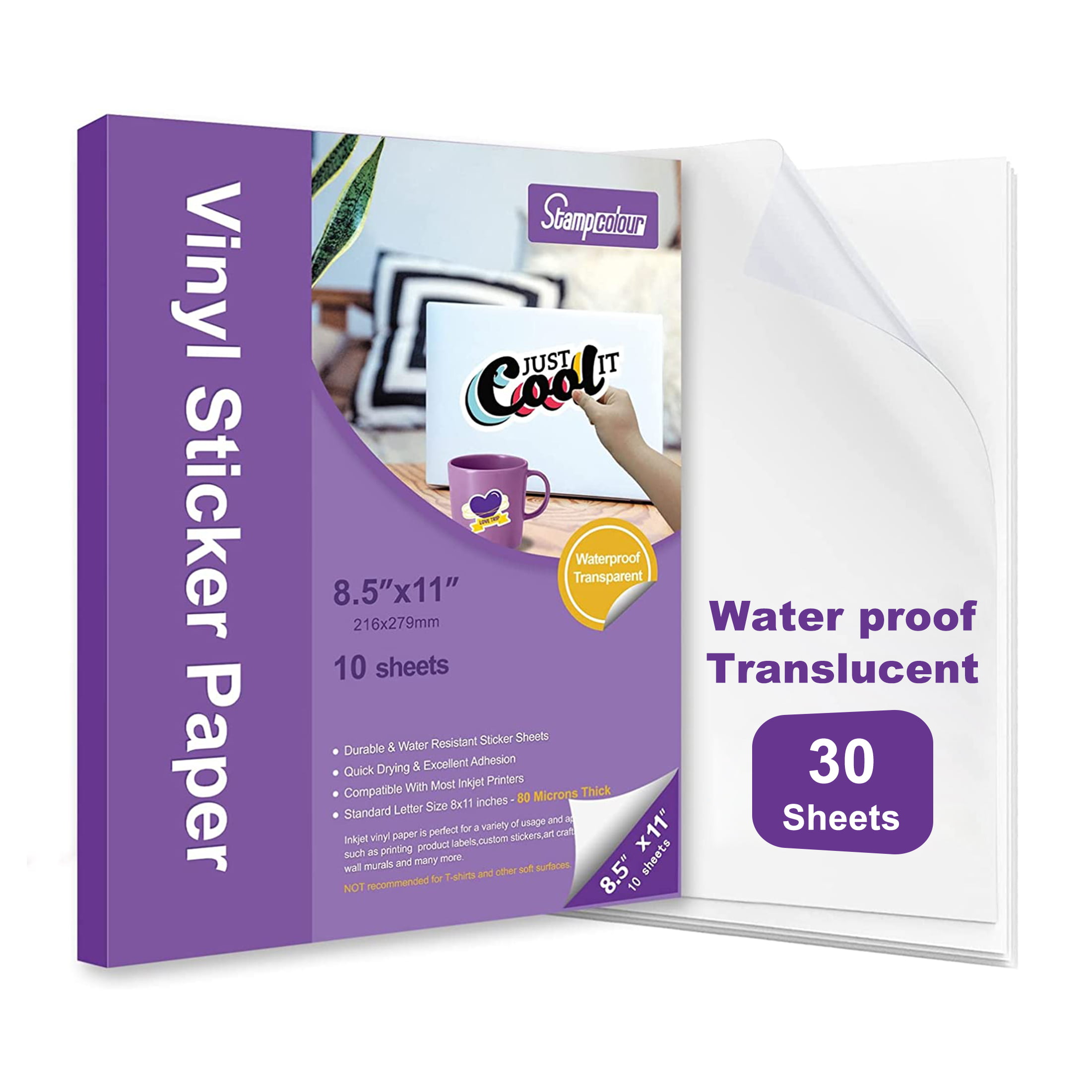 Clear Inkjet Print Label Transparent Vinyl Glossy Sticky Back Plastic Film A4 