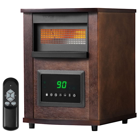 VEVOR Calentador electrico infrarrojo de 1500 W con pantalla LED y temporizador ajustable.